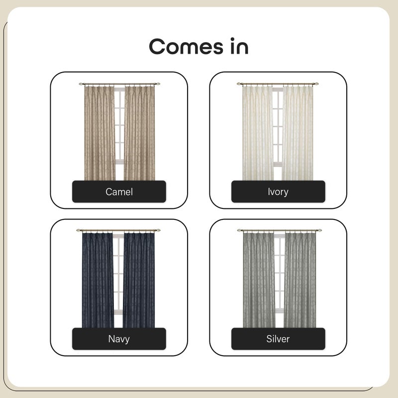 ACHIM Windsor Room Darkening Pinch Pleat Panel Window Curtains - 34 x 84 Inch (Navy) - Polyester Soft Window Panel Blackout Drapes - Pleated Window Shades for Bedroom & Living Room Home Decor - Image 5